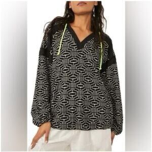 FP Movement by Free People Black and White Geometric Hoodie